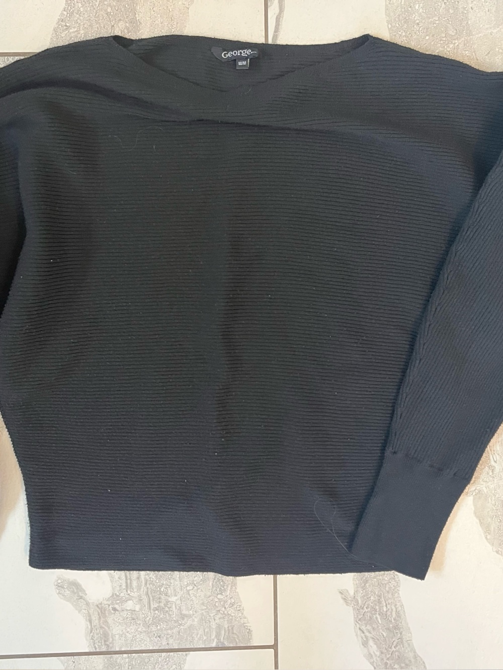 George Black Ribbed Crewneck Sweater - Men